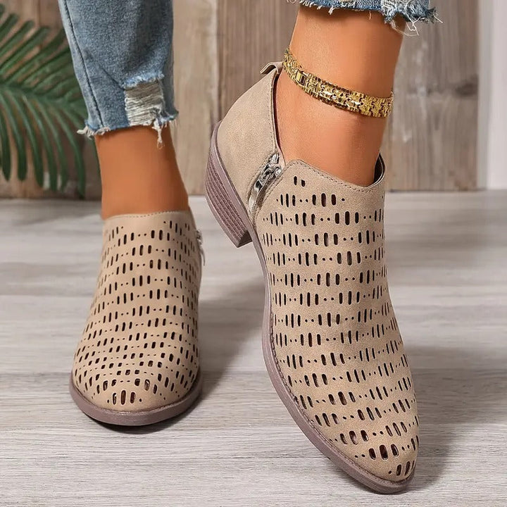 Damen Stiefeletten mit Atmungsaktiven Cutouts für Frühling Komfort 0