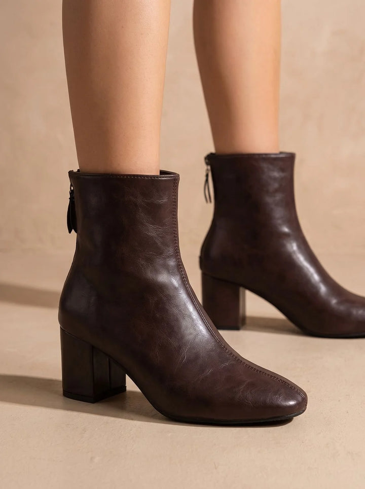 Damen Stiefeletten mit Blockabsatz und seitlichem Reißverschluss elegant und vielseitig 2