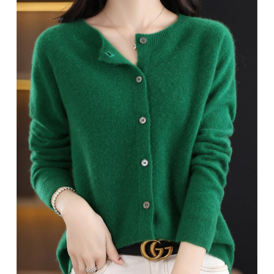 Damen Strickjacke Übergröße mit Knopfleiste Komfortable Warme Cardigan 11
