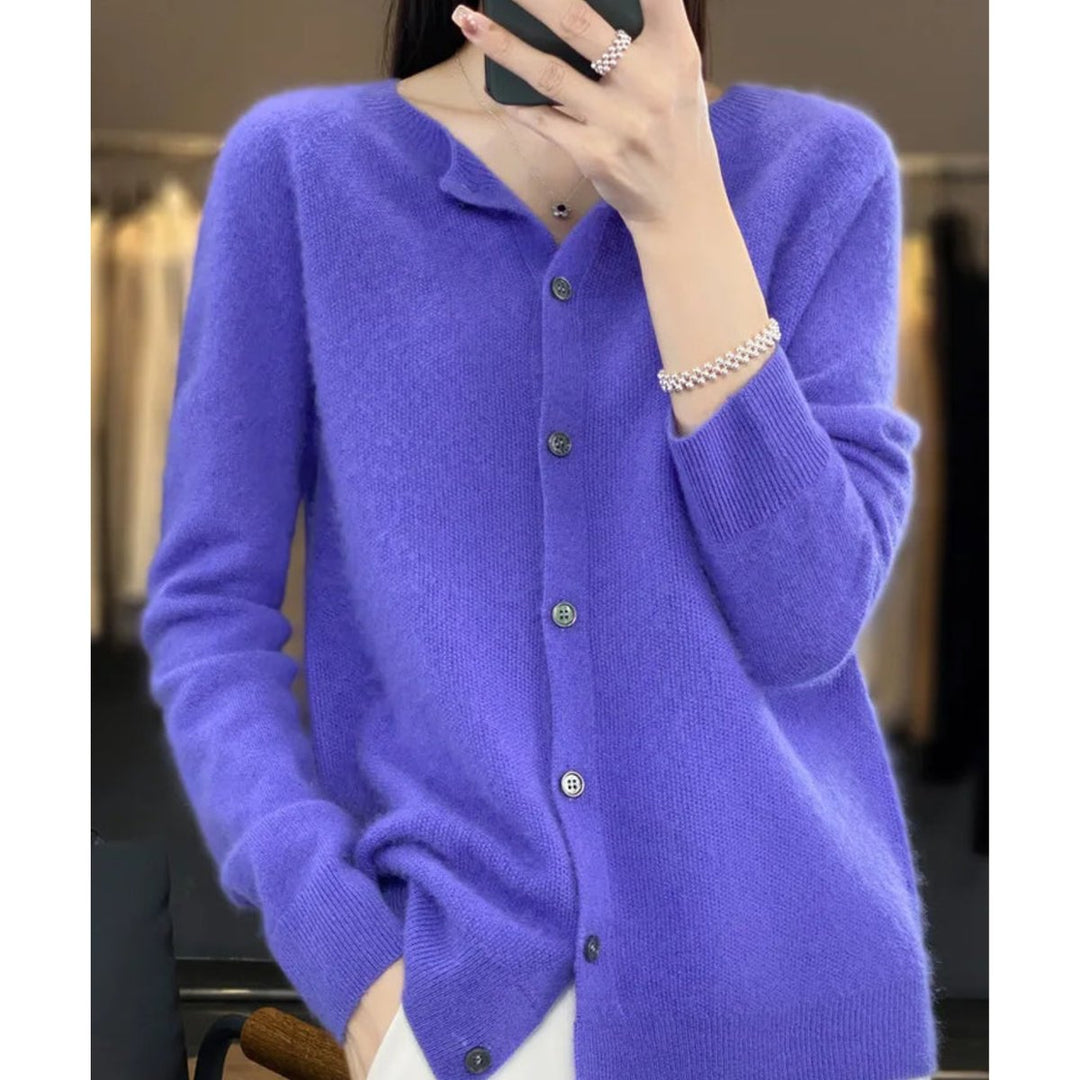 Damen Strickjacke Übergröße mit Knopfleiste Komfortable Warme Cardigan 2