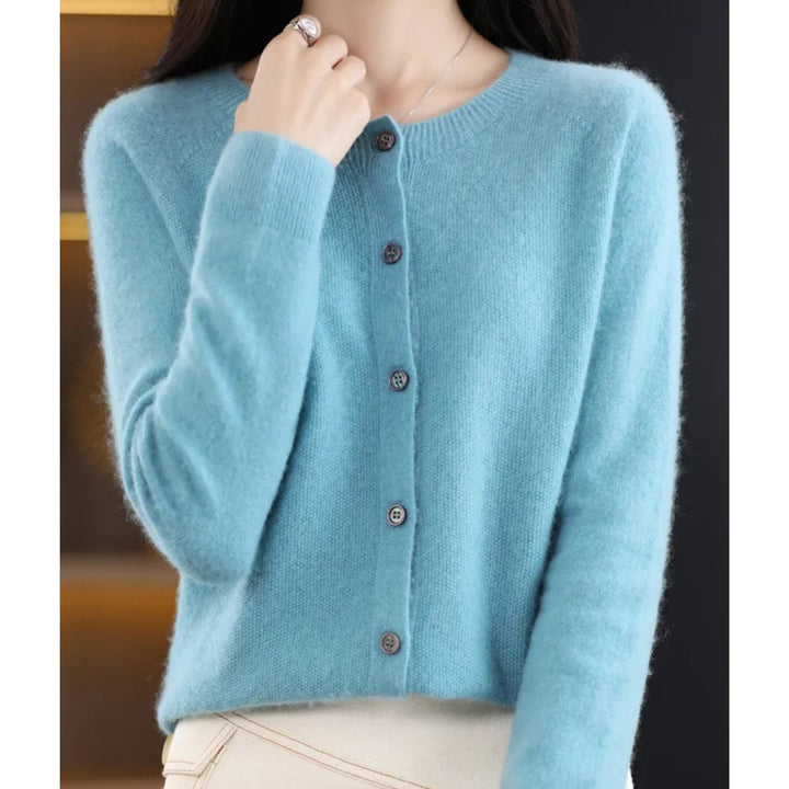 Damen Strickjacke Übergröße mit Knopfleiste Komfortable Warme Cardigan 3