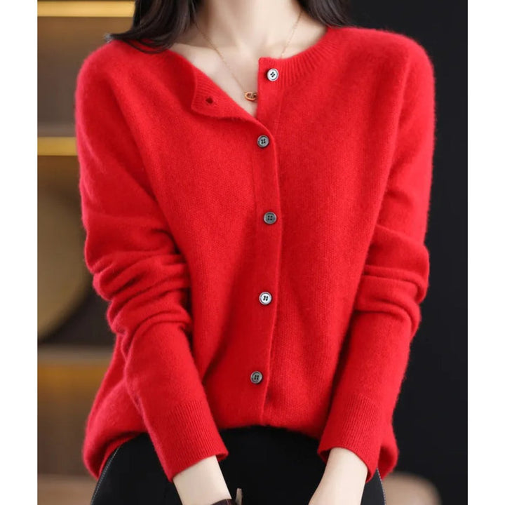Damen Strickjacke Übergröße mit Knopfleiste Komfortable Warme Cardigan 9