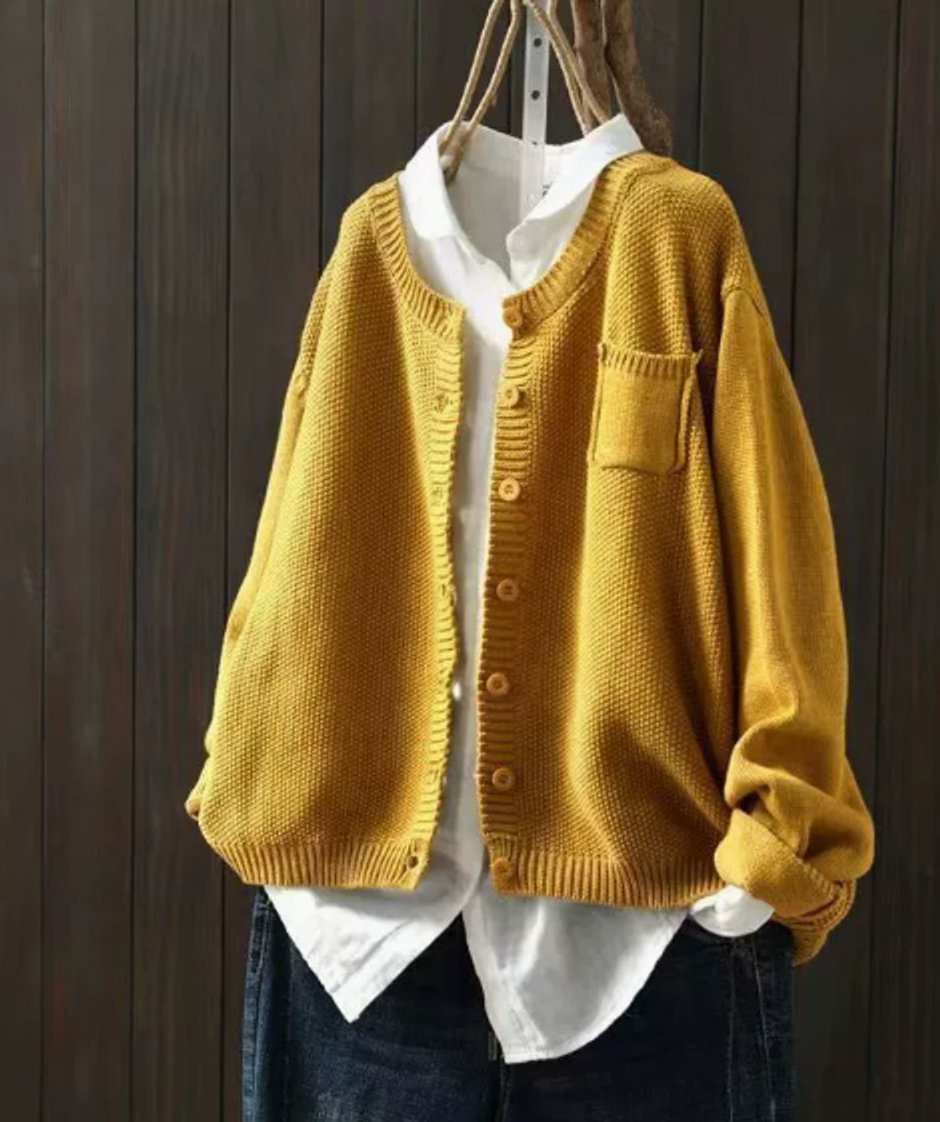 Damen Strickjacke Übergröße mit Knopfleiste Lässiger Cardigan für Herbst und Winter 6