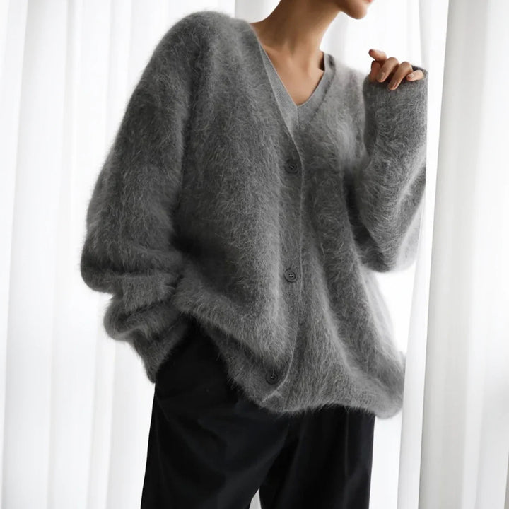 Damen Strickjacke mit V-Ausschnitt und Knopfleiste – Lockerer Schnitt für den Alltag 2