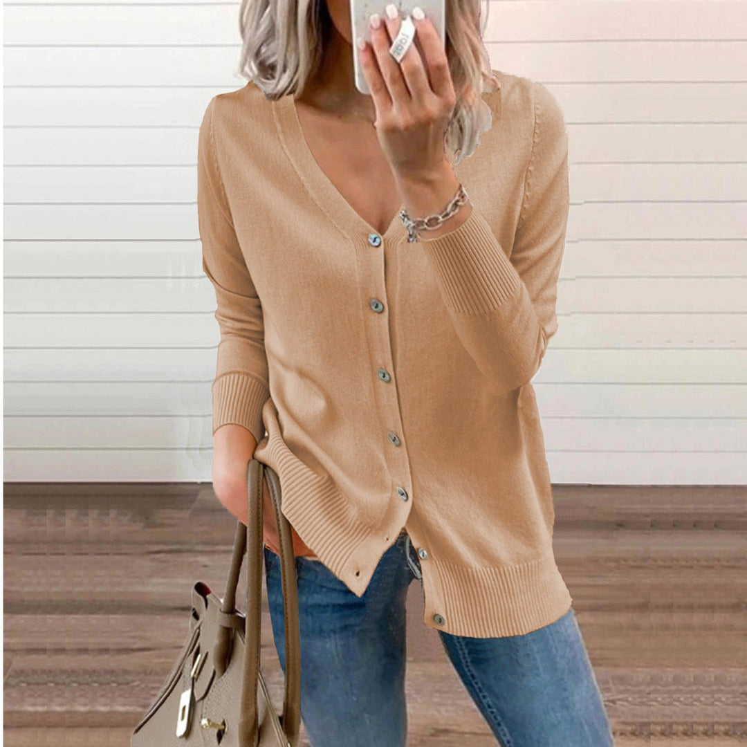 Damen Strickjacke mit V-Ausschnitt und Knopfleiste für lässige und elegante Looks 7