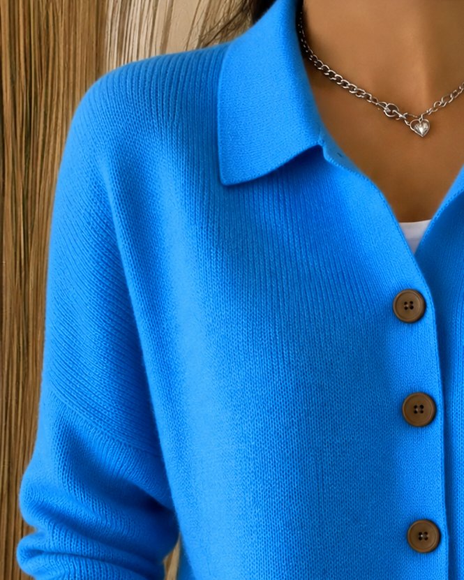 Damen Strickjacke mit lockerem Schnitt und Polo-Kragen für lässige Looks 1