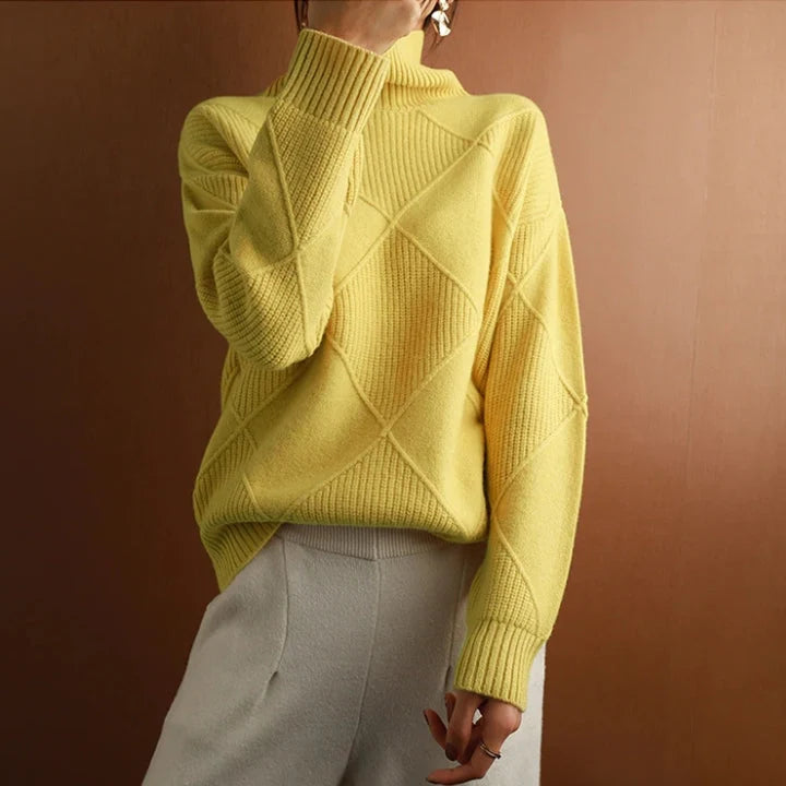 Damen Strickpullover Oversize mit Rollkragen Warm und Stylisch für Herbst und Winter 0