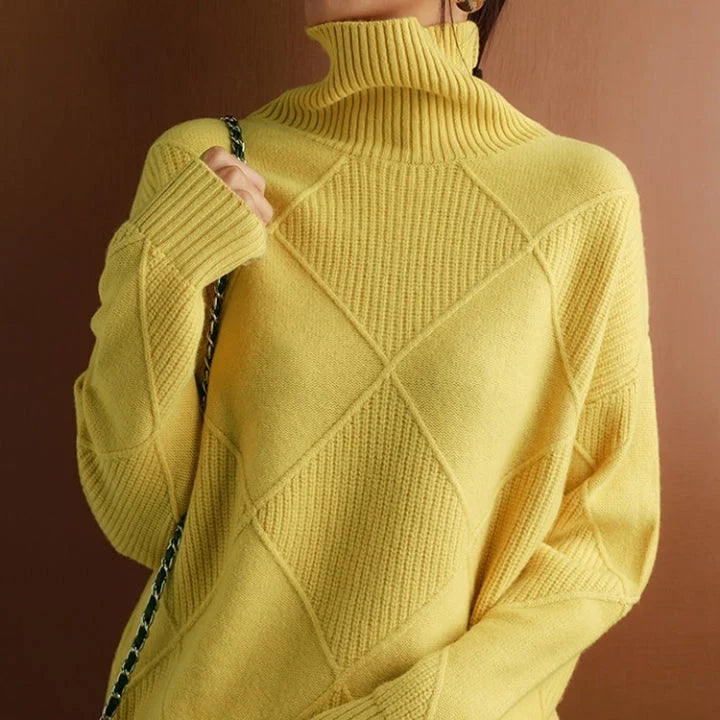 Damen Strickpullover Oversize mit Rollkragen Warm und Stylisch für Herbst und Winter 1