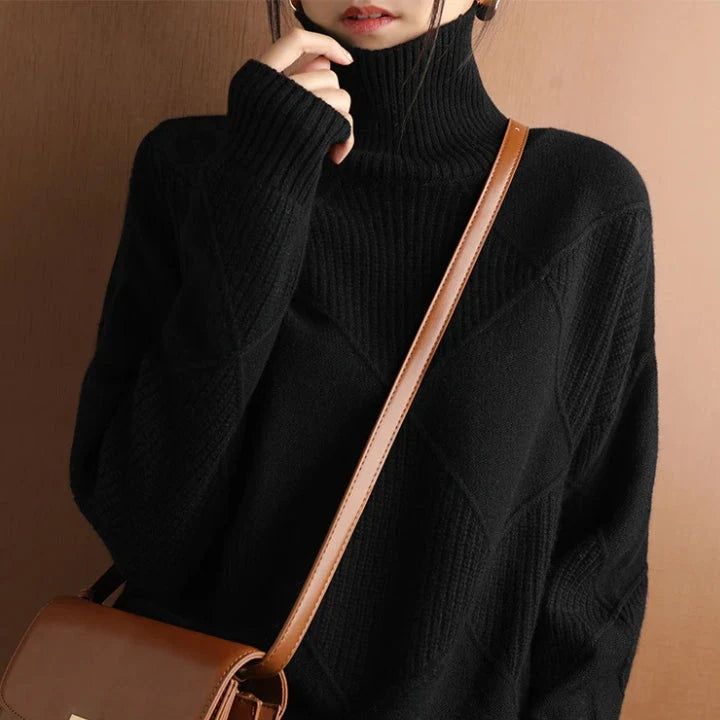 Damen Strickpullover Oversize mit Rollkragen Warm und Stylisch für Herbst und Winter 9