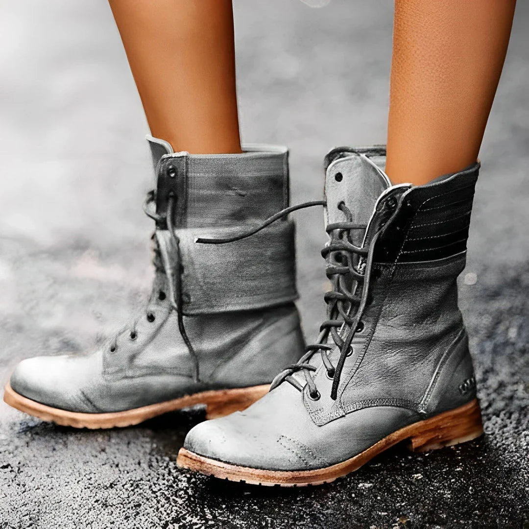 Damen Vintage Schnürstiefel mit Orthopädischer Arch Support Komfort 0