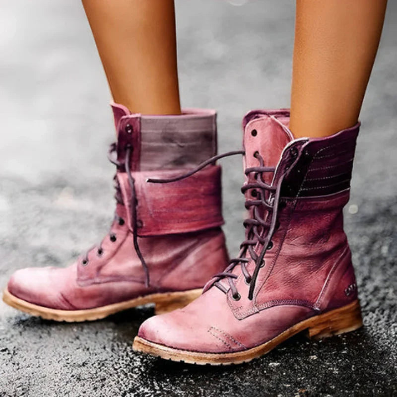 Damen Vintage Schnürstiefel mit Orthopädischer Arch Support Komfort 1
