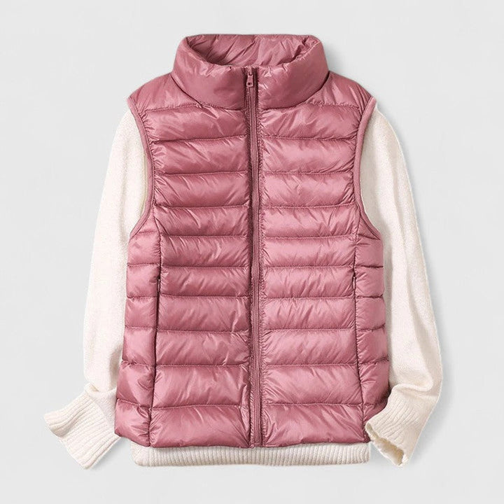 Damen Weste Lang, Ärmelos, Gesteppte Übergangsjacke mit Reißverschluss, Leichte Weste für Milder Wetter 2