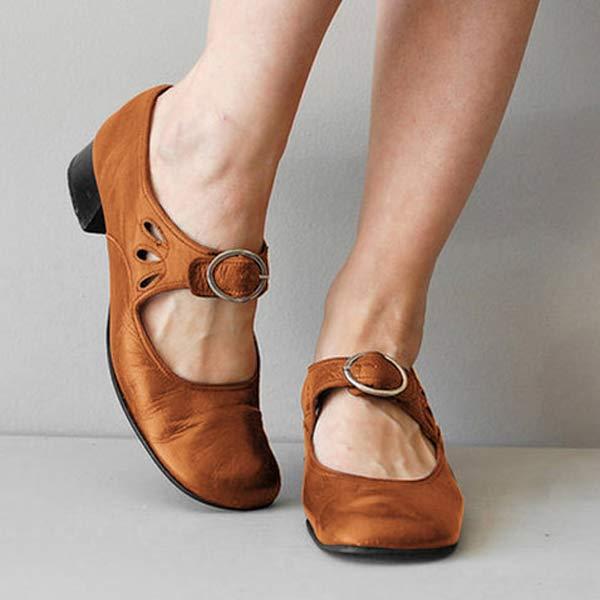Damen Winterschuhe Vintage Stil mit Schnallenriemen Komfort und Wärme 0