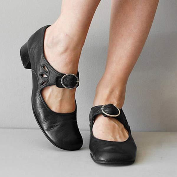 Damen Winterschuhe Vintage Stil mit Schnallenriemen Komfort und Wärme 1