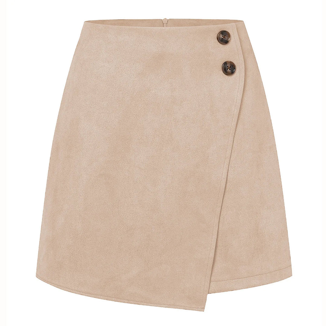 Damen asymmetrischer Rock aus Veloursleder 6
