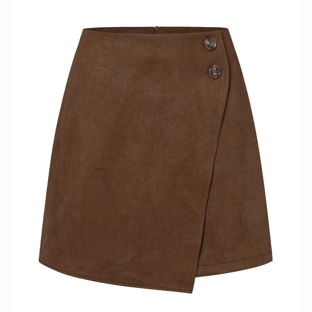 Damen asymmetrischer Rock aus Veloursleder 8