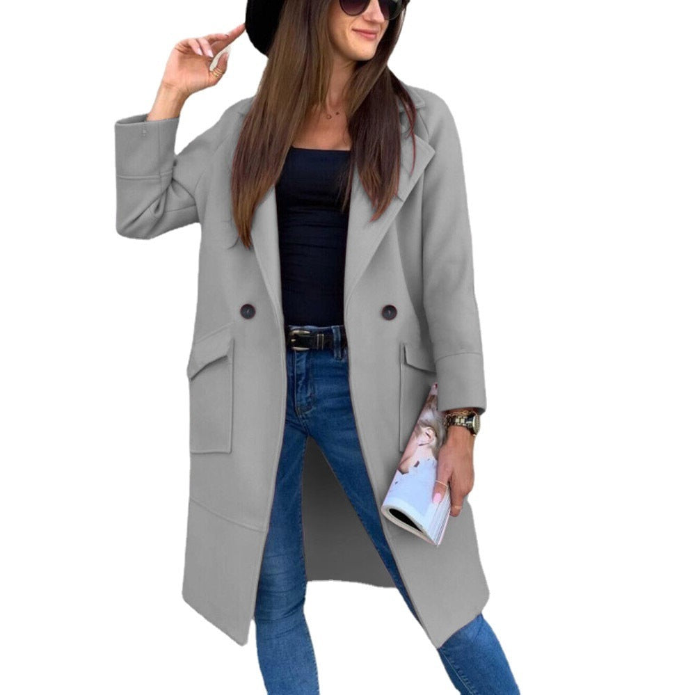 Damen eleganter zweireihiger Trenchcoat 0