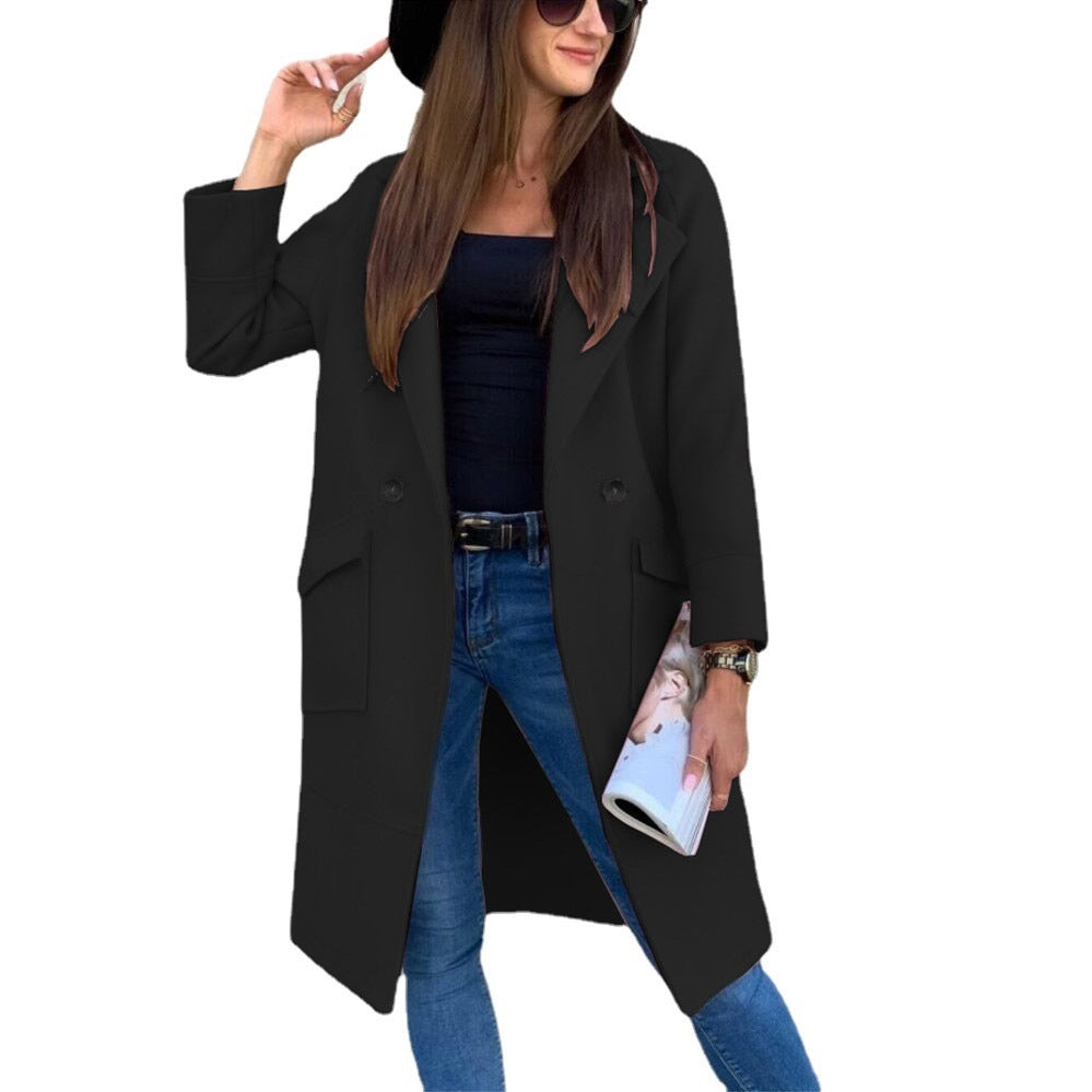 Damen eleganter zweireihiger Trenchcoat 1