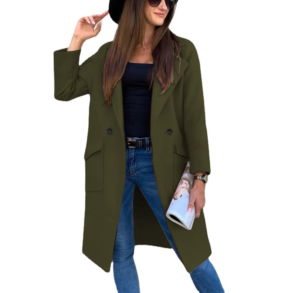 Damen eleganter zweireihiger Trenchcoat 4