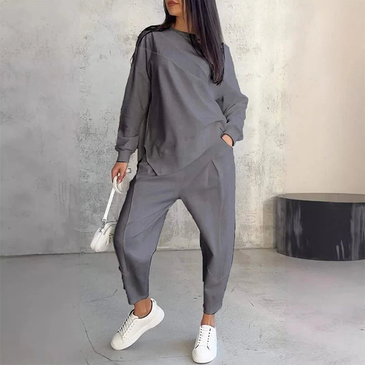 Damen lässiger Zweiteiler mit Oberteil und Hose 3