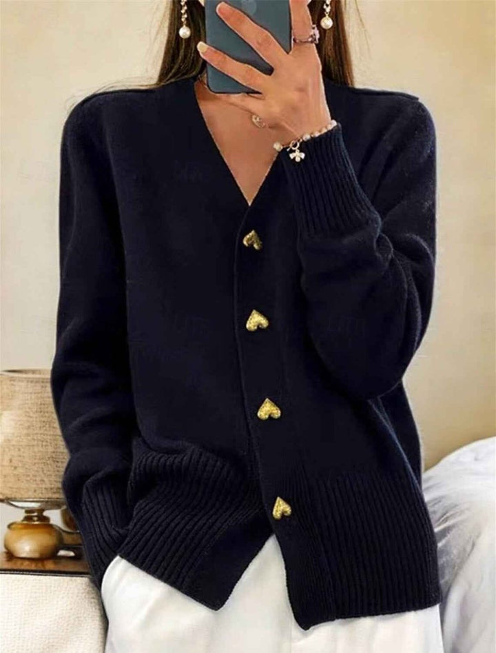 Damen schlichter Cardigan mit Knöpfen 1
