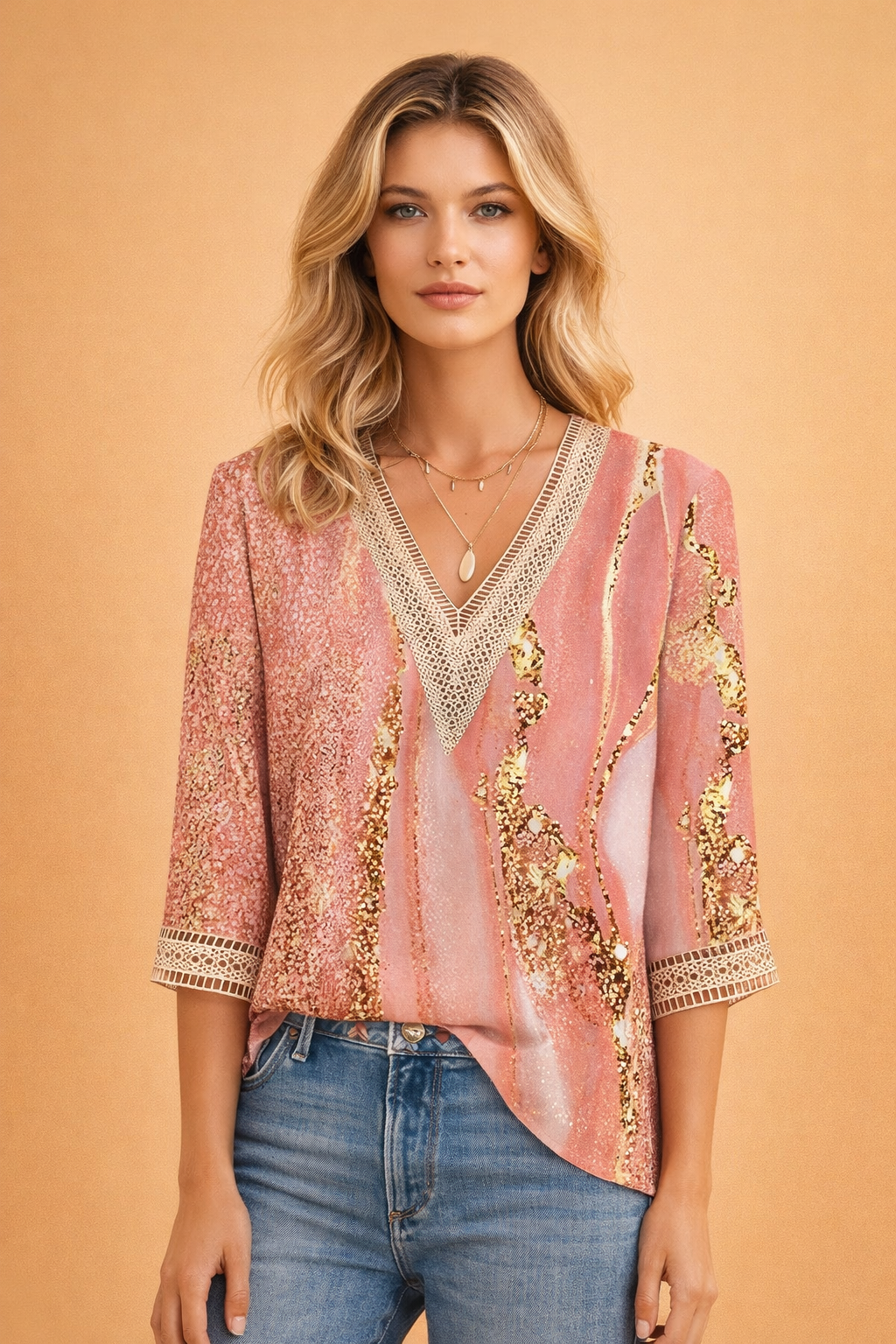 Damenbluse V-Ausschnitt Elegant Leicht Sommerbluse für Warme Tage - Vielseitig Kombinierbar Blusen für Freizeit und Büro 0