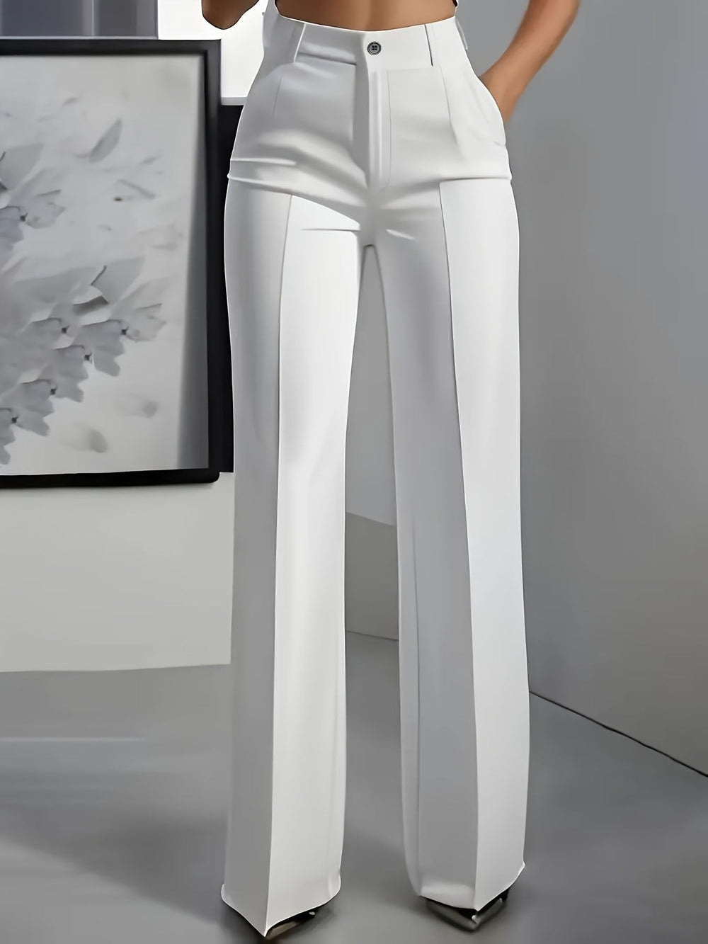 Damenhose Hochbund Weite Beine – Elegante Chino Hose Damen für Büro und Freizeit 1