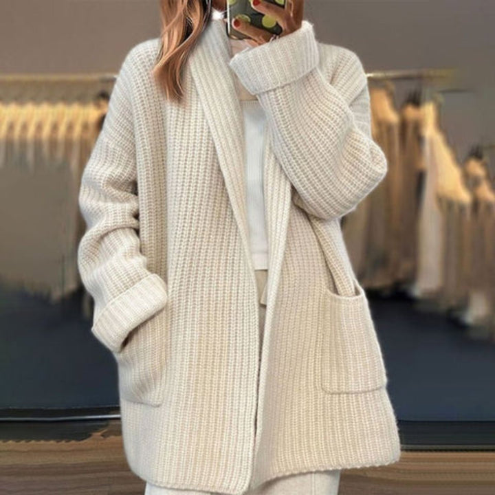 Damenjacke Offene Vorderseite Schalkragen Übergröße Lagenlook Herbst Winter - Elegante Jacken Damen für Kühle Tage 0
