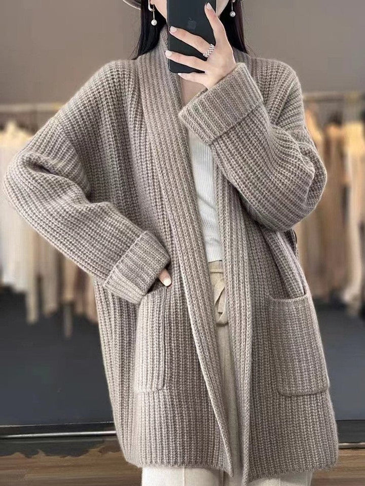 Damenjacke Offene Vorderseite Schalkragen Übergröße Lagenlook Herbst Winter - Elegante Jacken Damen für Kühle Tage 4