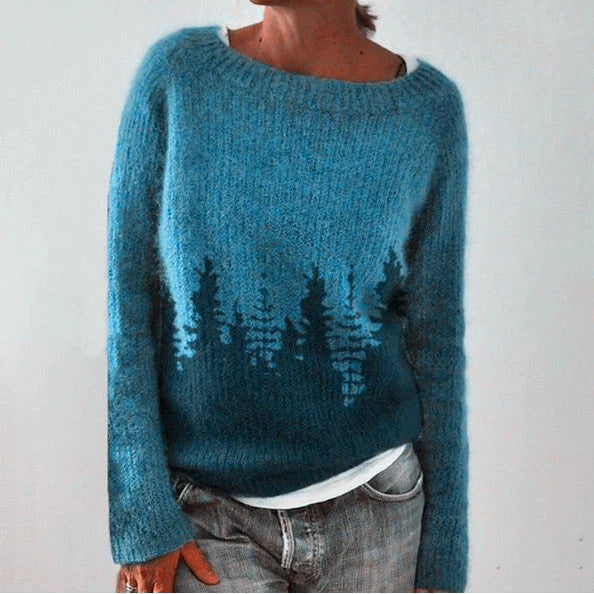 Damenpullover Langarm Eleganter Warmer Pullover im Retro-Style für Alltag und Freizeit 0
