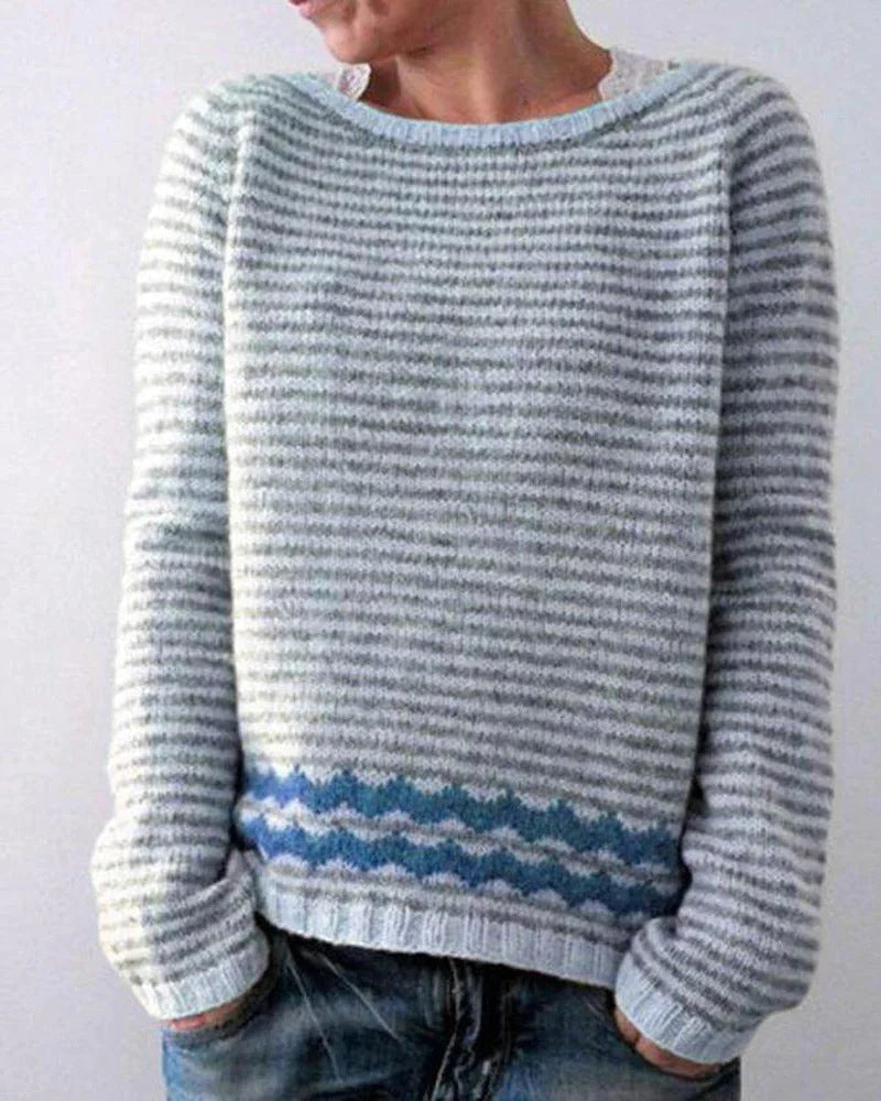 Damenpullover Langarm Eleganter Warmer Pullover im Retro-Style für Alltag und Freizeit 1