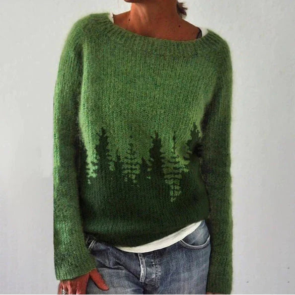 Damenpullover Langarm Eleganter Warmer Pullover im Retro-Style für Alltag und Freizeit 2