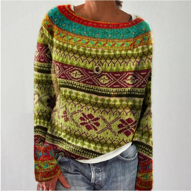Damenpullover Langarm Eleganter Warmer Pullover im Retro-Style für Alltag und Freizeit 3