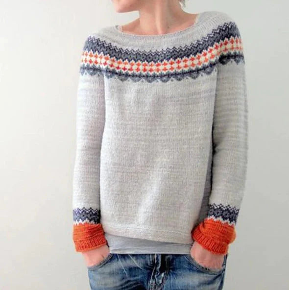Damenpullover Langarm Eleganter Warmer Pullover im Retro-Style für Alltag und Freizeit 4