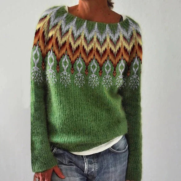 Damenpullover Langarm Eleganter Warmer Pullover im Retro-Style für Alltag und Freizeit 5