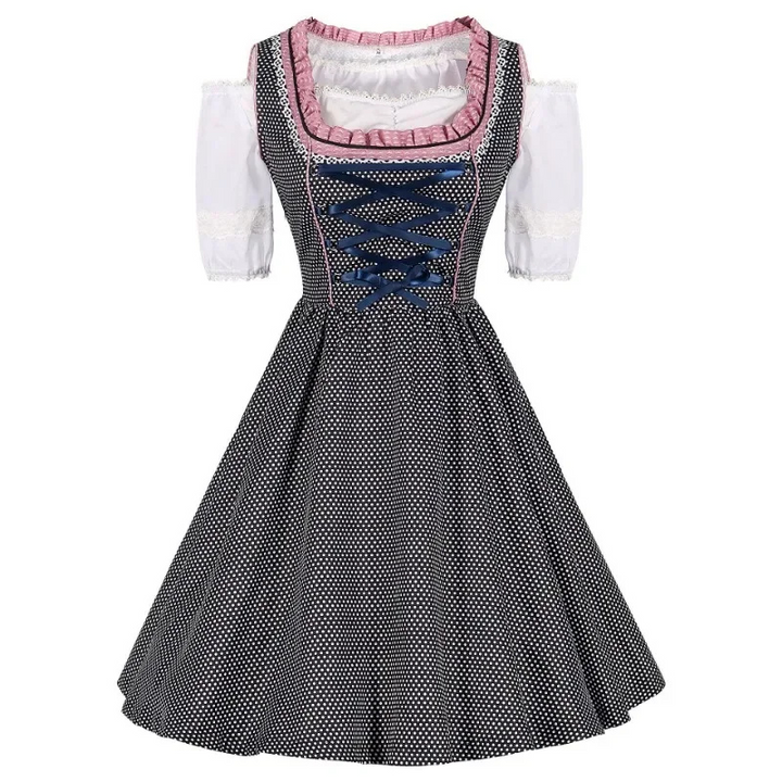 Dirndl Kleid mit Schürze und Schnürmieder Damen Trachtenkleid traditionell elegant 1