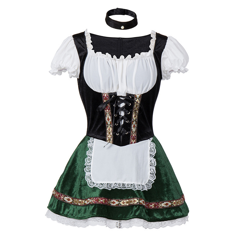 Dirndlkleid mit Spitzenapplikation und bestickter Schürze für Damen – Traditionell und elegant 1