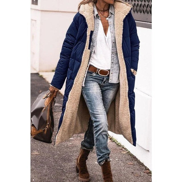 Drune - Frauen Kapuzen-Sherpa - Fleece gefütterte Pufferjacke 0
