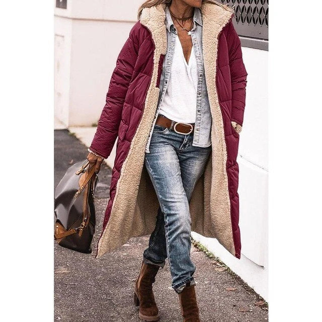 Drune - Frauen Kapuzen-Sherpa - Fleece gefütterte Pufferjacke 2