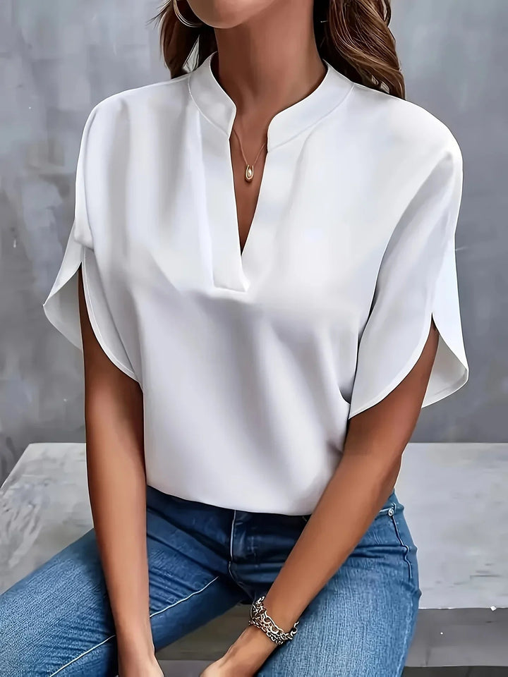 Elegante Damenbluse Langarm V-Ausschnitt für Festliche Anlässe – Weiße & Schwarze Blusen für Stilvolle Looks 1