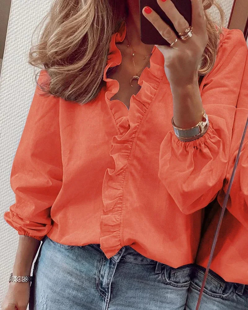 Elegante Damenbluse mit Rüschen und langen Ärmeln für festliche Anlässe – Stilvolle Blusen für Damen 1