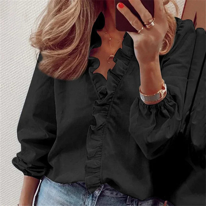 Elegante Damenbluse mit Rüschen und langen Ärmeln für festliche Anlässe – Stilvolle Blusen für Damen 3