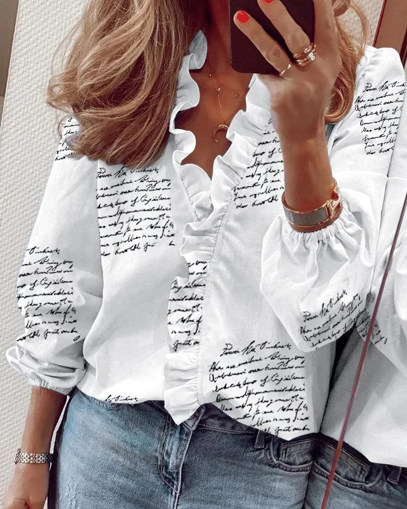 Elegante Damenbluse mit Rüschen und langen Ärmeln für festliche Anlässe – Stilvolle Blusen für Damen 5