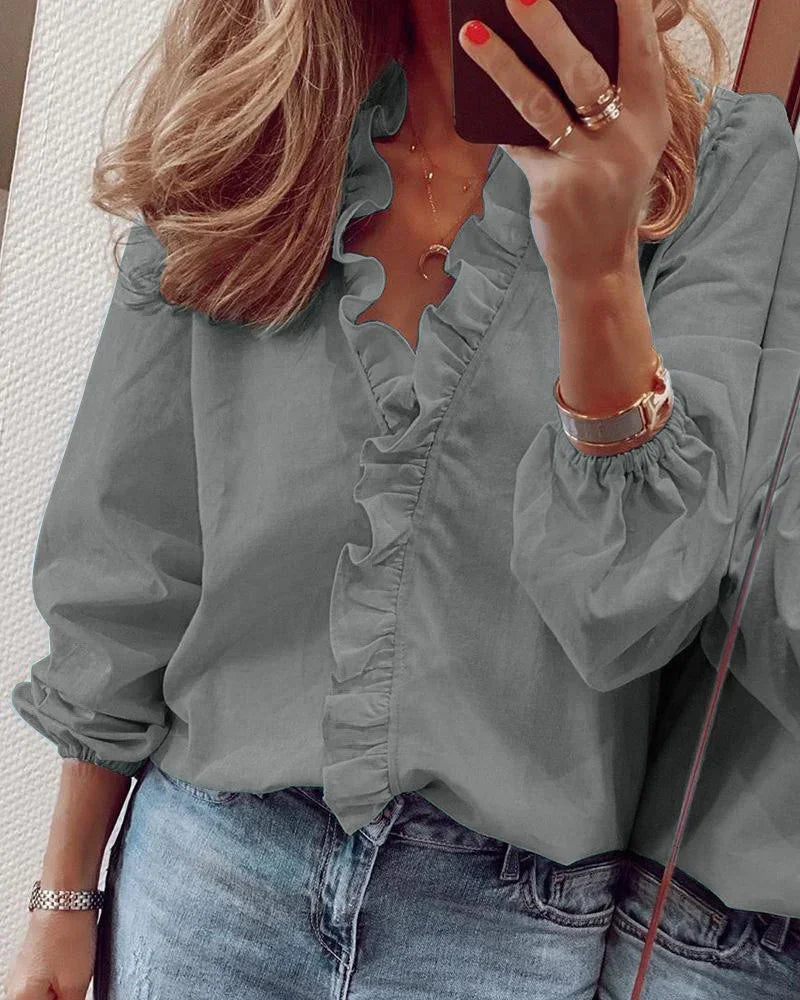 Elegante Damenbluse mit Rüschen und langen Ärmeln für festliche Anlässe – Stilvolle Blusen für Damen 6