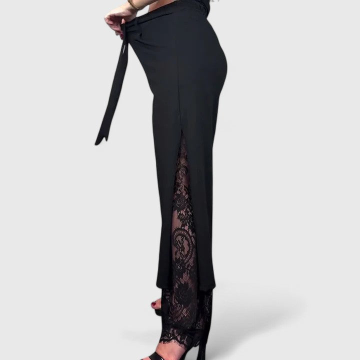 Elegante Damenhose mit weitem Bein und Spitzenakzenten für vielseitigen Komfort 3
