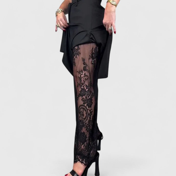 Elegante Damenhose mit weitem Bein und Spitzenakzenten für vielseitigen Komfort 5