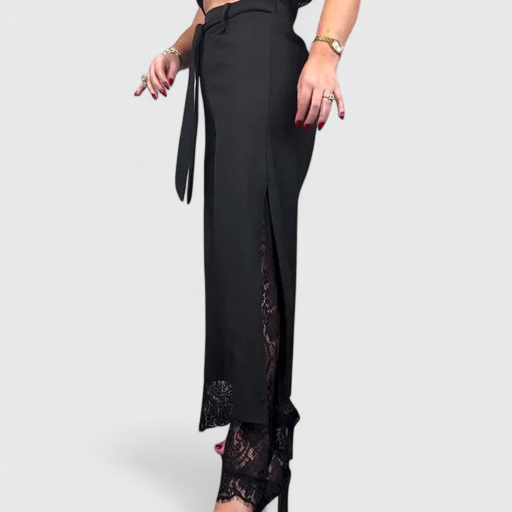 Elegante Damenhose mit weitem Bein und Spitzenakzenten für vielseitigen Komfort 6