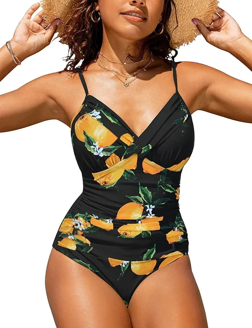 Eleganter Damen-Push-Up-Badeanzug mit V-Ausschnitt für Strand und Pool 11