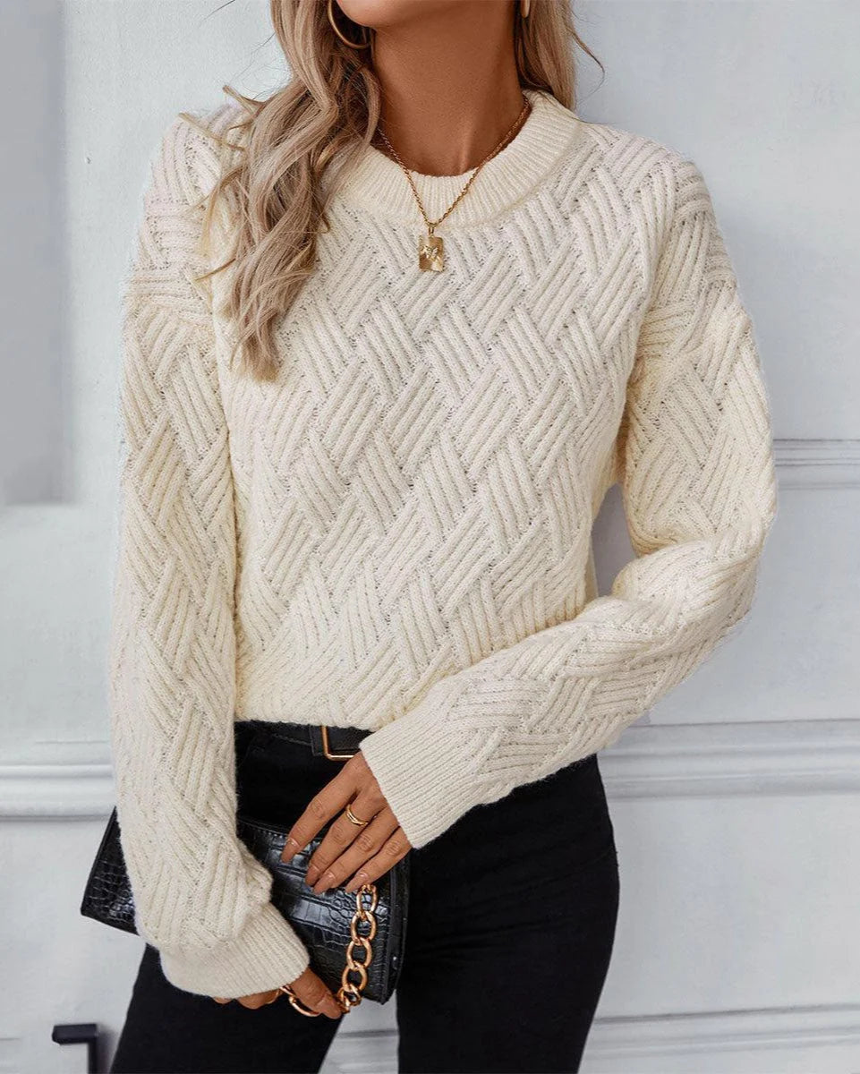 Eleganter Damen Strickpullover mit Rundhalsausschnitt für zeitlosen Chic 0