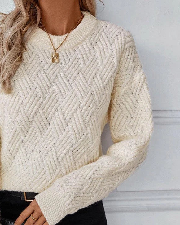 Eleganter Damen Strickpullover mit Rundhalsausschnitt für zeitlosen Chic 2